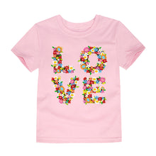 Girls Love Letter T shirts Floral Short Sleeves