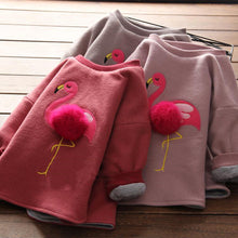 Girl Top Cute Flamingo Design O-neck