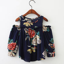 Children Clothing Girl Shirt Flowers Printed Long-Sleeved