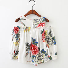 Children Clothing Girl Shirt Flowers Printed Long-Sleeved
