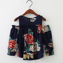 Children Clothing Girl Shirt Flowers Printed Long-Sleeved