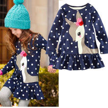 Girls Dress Cute Deer Long Sleeve