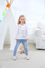 Girls Shirt Cartoon Long Sleeves Round Neck