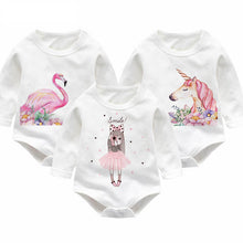 Unicorn Print Baby Girl Bodysuit Infant Long Sleeve