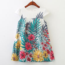 Girls Dress Sleeveless Floral Leaf Printed