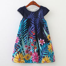 Girls Dress Sleeveless Floral Leaf Printed