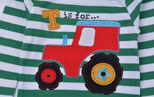 Kids Long Sleeve T Shirts Striped Tractor Vehicle