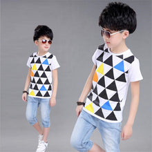 Kids Tees Boys and Girls Triangles Print