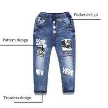 Boys Slim Fit Jeans Printed Decor