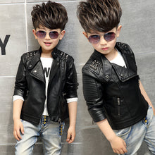 Kids Motorcycle Jacket, Boys Leather Jacket Rivet Decor