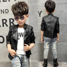 Kids Motorcycle Jacket, Boys Leather Jacket Rivet Decor