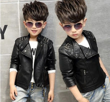 Kids Motorcycle Jacket, Boys Leather Jacket Rivet Decor