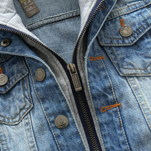 Boys Denim Jacket Hooded Patchwork Zipper