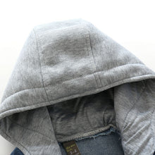 Boys Denim Jacket Hooded Patchwork Zipper