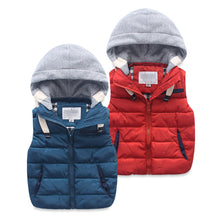 Kids Puffer Vest Hooded Patchwork