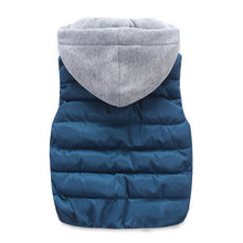 Kids Puffer Vest Hooded Patchwork