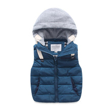 Kids Puffer Vest Hooded Patchwork
