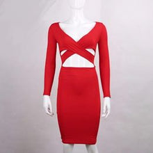 Women Long Sleeve Bandage Midi Pencil Dress