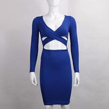 Women Long Sleeve Bandage Midi Pencil Dress