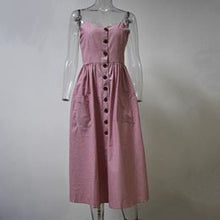 Women Striped Button Sexy Casual Dress - Boho