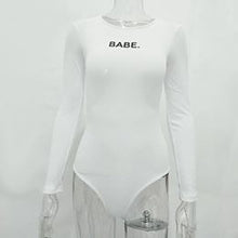 Women BABE Letters Print Bodysuit