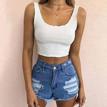 Women Candy Color Basic Crop Top