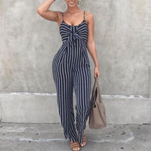 Women Sexy Bow Striped Cami Jumpsuit