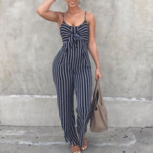 Women Sexy Bow Striped Cami Jumpsuit