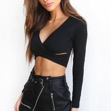 Women Cross V-neck Crop Top