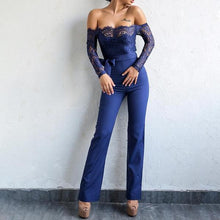 Women Off Shoulder Lace Jumpsuit Backless