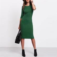 Women Bodycon Casual Midi Dress - Green