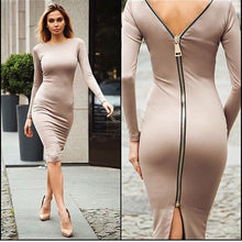 Women Back Full Zipper Pencil Dress
