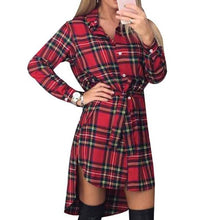 Women Plaid Shirt Dress