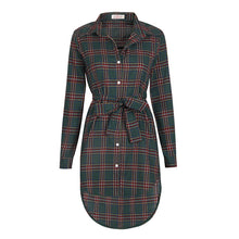 Women Plaid Shirt Dress