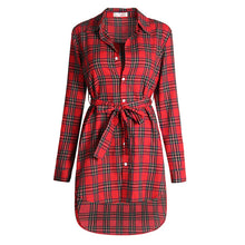Women Plaid Shirt Dress