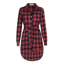 Women Plaid Shirt Dress
