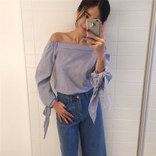 Women Off Shoulder Striped Blouse