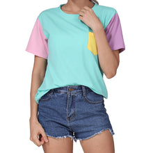 Women Color Patchwork Casual T Shirt