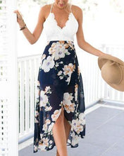Women Lace Flower Print Long Dress