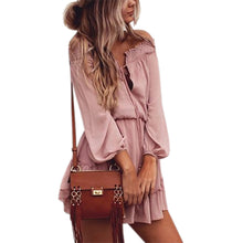 Women Boho Chiffon Dress Slash Neck
