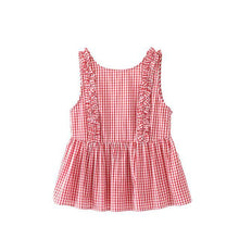 Women Sweet Ruffles Plaid Shirt