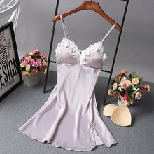 Women Sexy Silk Floral Nightgown