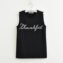 Women Letter Print Thankful Tank Tops (Plus Size)
