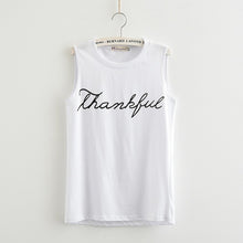 Women Letter Print Thankful Tank Tops (Plus Size)