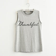 Women Letter Print Thankful Tank Tops (Plus Size)