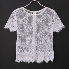 Women Sexy Lace O Neck With Zipper Tshirt