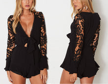 Women V Neck Lace Jumpsuit