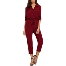 Women Rolled Sleeve Jumpsuit With Pockets