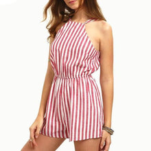 Women Stripe Backless Jumpsuit