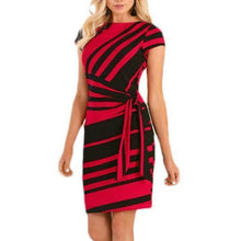 Women Stripe Knot Sheath Party Dress